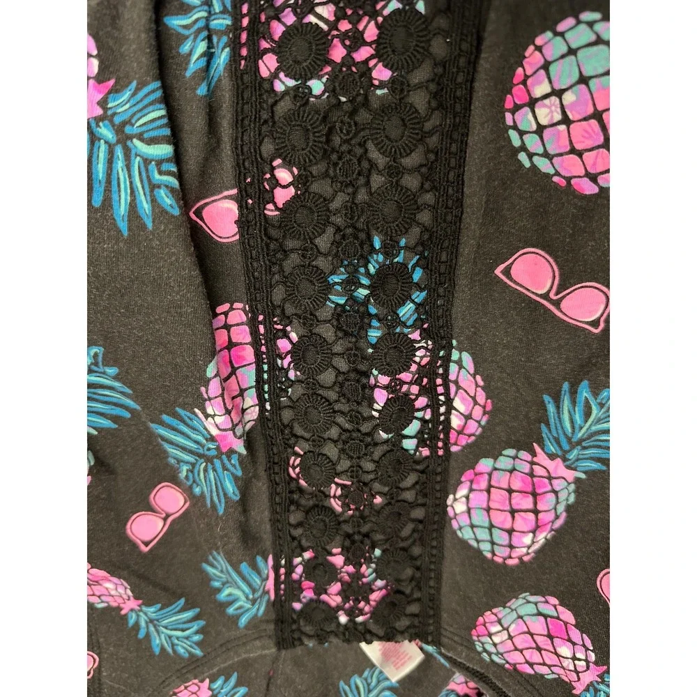 Justice Romper Black Pineapples Eyelet Lace Pinks Blues Size 18 READ